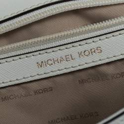 Pre Owned Michael Kors White Leather Small Ava Top Handle Bags