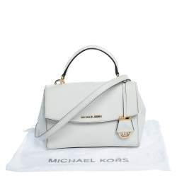 Pre Owned Michael Kors White Leather Small Ava Top Handle Bags