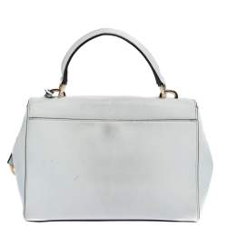 Pre Owned Michael Kors White Leather Small Ava Top Handle Bags