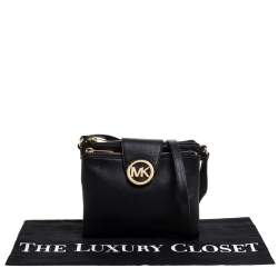 Pre Owned Michael Kors Black Leather Fulton Crossbody Bag