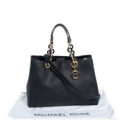 Pre Owned MICHAEL Michael Kors Black Leather Medium Cynthia Tote