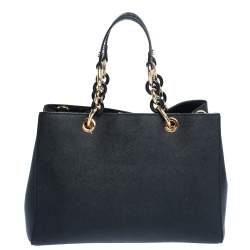 Pre Owned MICHAEL Michael Kors Black Leather Medium Cynthia Tote