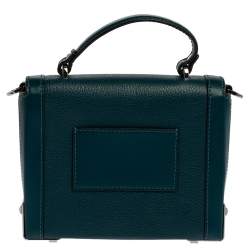 Pre Owned Michael Kors Dark Teal Leather Small Jayne Top Handle Bag