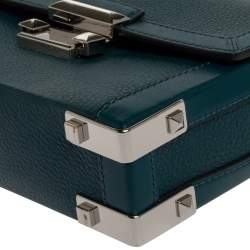 Pre Owned Michael Kors Dark Teal Leather Small Jayne Top Handle Bag