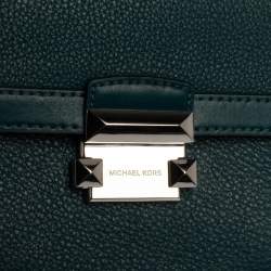 Pre Owned Michael Kors Dark Teal Leather Small Jayne Top Handle Bag