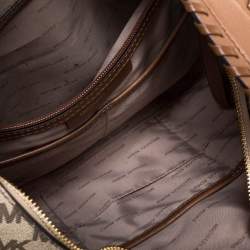 Pre Owned Michael Kors Beige/Tan Coated Canvas and Leather Lauryn Hobo