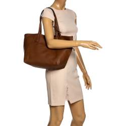 Pre Owned Michael Kors Brown Leather Candy Reversible Tote