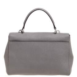 Pre Owned Michael Kors Grey Leather Medium Ava Top Handle Bag