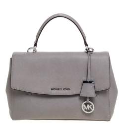 Pre Owned Michael Kors Grey Leather Medium Ava Top Handle Bag
