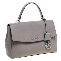 Pre Owned Michael Kors Grey Leather Medium Ava Top Handle Bag