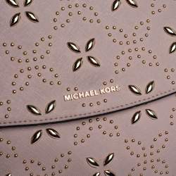 Pre Owned Michael Kors Pink Studded Leather Medium Ava Top Handle Bag