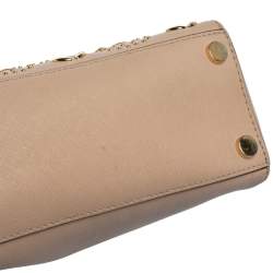 Pre Owned Michael Kors Pink Studded Leather Medium Ava Top Handle Bag
