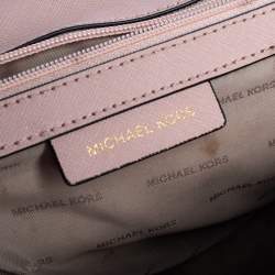 Pre Owned Michael Kors Pink Studded Leather Medium Ava Top Handle Bag