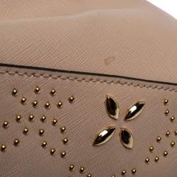 Pre Owned Michael Kors Pink Studded Leather Medium Ava Top Handle Bag