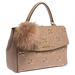 Pre Owned Michael Kors Pink Studded Leather Medium Ava Top Handle Bag