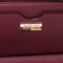 Pre Owned Michael Kors Burgundy Python Zip Around Wristlet Wallet