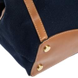 Pre Owned حقيبة كتف مايكل كورس "رافين" كبيرة جلد و دنيم أزرق و بني