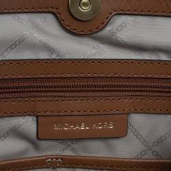 Pre Owned حقيبة كتف مايكل كورس "رافين" كبيرة جلد و دنيم أزرق و بني