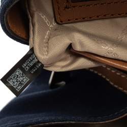 Pre Owned حقيبة كتف مايكل كورس "رافين" كبيرة جلد و دنيم أزرق و بني