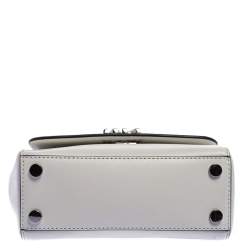 Pre Owned Michael Kors White Leather Mott Top Handle Bag