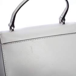 Pre Owned Michael Kors White Leather Mott Top Handle Bag