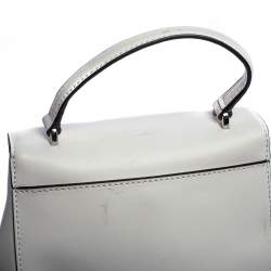Pre Owned Michael Kors White Leather Mott Top Handle Bag