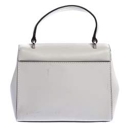 Pre Owned Michael Kors White Leather Mott Top Handle Bag
