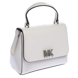 Pre Owned Michael Kors White Leather Mott Top Handle Bag