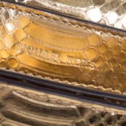 مملوكة مسبقًا حقيبة كتف مايكل كورس "سلوان" سلسلة جلد لامع نقشة الثعبان ذهبي