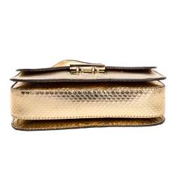 مملوكة مسبقًا حقيبة كتف مايكل كورس "سلوان" سلسلة جلد لامع نقشة الثعبان ذهبي