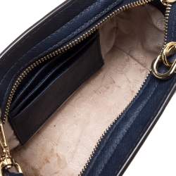 Pre Owned Michael Kors Navy Blue Leather Mini Selma Crossbody Bag