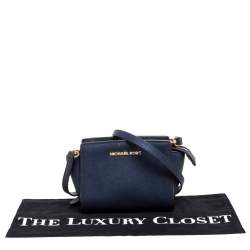 Pre Owned Michael Kors Navy Blue Leather Mini Selma Crossbody Bag