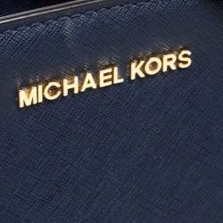 Pre Owned Michael Kors Navy Blue Leather Mini Selma Crossbody Bag