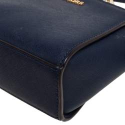 Pre Owned Michael Kors Navy Blue Leather Mini Selma Crossbody Bag