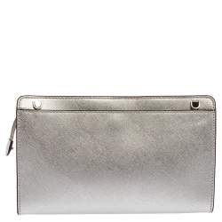 Pre Owned Michael Kors Metallic Silver Leather Crossbody Bag