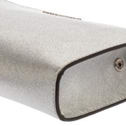 Pre Owned Michael Kors Metallic Silver Leather Crossbody Bag