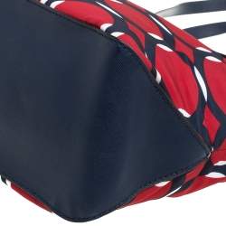 Pre Owned MICHAEL Micheal Kors Red/Blue Deco Print Nylon and Leather Kempton Tote