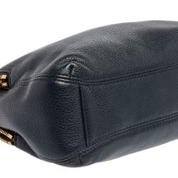 Pre Owned Michael Kors Navy Blue Leather Bedford Zip Crossbody Bag