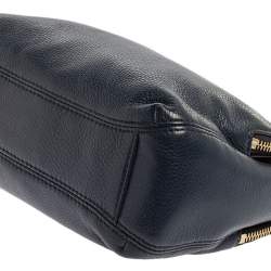 Pre Owned Michael Kors Navy Blue Leather Bedford Zip Crossbody Bag