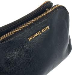 Pre Owned Michael Kors Navy Blue Leather Bedford Zip Crossbody Bag