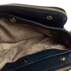 Pre Owned Michael Kors Navy Blue Leather Bedford Zip Crossbody Bag