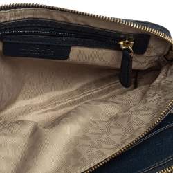 Pre Owned Michael Kors Navy Blue Leather Bedford Zip Crossbody Bag