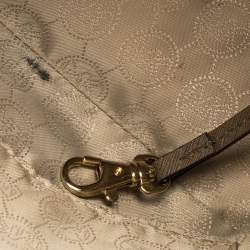 Pre Owned Michael Michael Kors Dark Beige Leather Medium Jet Set Top Zip Tote