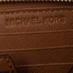 Michael Kors Brown Leather Jet Set Zip Around Wristlet Wallet