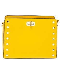 Pre Owned Michael Kors Yellow Leather Sylvie Crossbody Bag