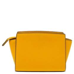 Pre Owned Michael Kors Yellow Leather Mini Selma Crossbody Bag