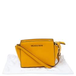 Pre Owned Michael Kors Yellow Leather Mini Selma Crossbody Bag
