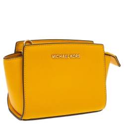 Pre Owned Michael Kors Yellow Leather Mini Selma Crossbody Bag