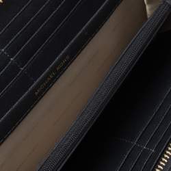 Pre Owned Michael Kors Navy Blue Leather Zip Around Continental Wallet