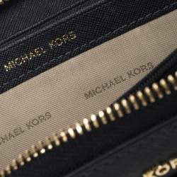 Pre Owned Michael Kors Navy Blue Leather Zip Around Continental Wallet